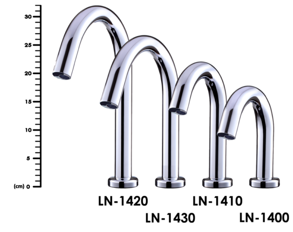 LN-14x0 系列自動感應龍頭大小比較